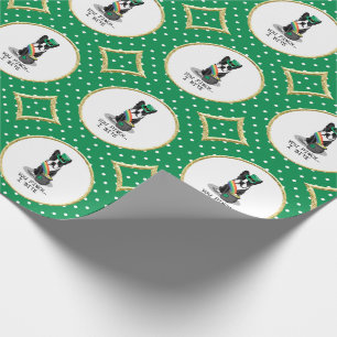 St. Patrick's Day Boston Terrier Dog (black) Funny Wrapping Paper