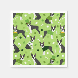 St. Patrick's Day Boston Terrier Napkin