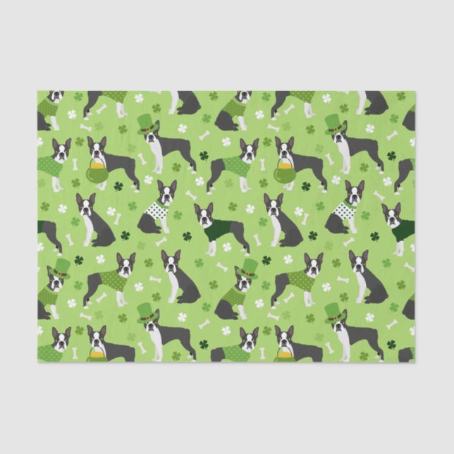 St. Patrick's Day Boston Terrier Tissue Paper (Front)