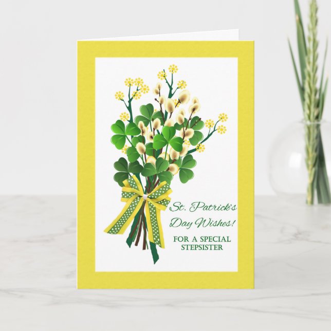 St. Patrick's Day Bouquet for Stepsister Card (Front)