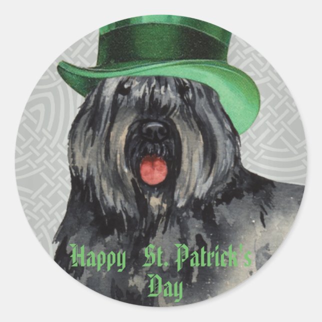 St. Patrick's Day Bouvier Classic Round Sticker (Front)