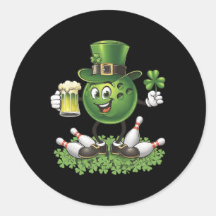St. Patrick's Day Bowling Drinking Beer Lover Play Classic Round Sticker