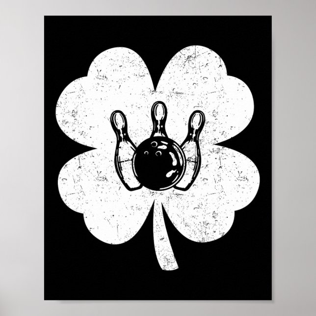 St Patrick's Day Bowling Irish Shamrock Bowling Lo Poster (Front)