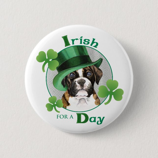 St. Patrick's Day Boxer 2 Inch Round Button (Front)