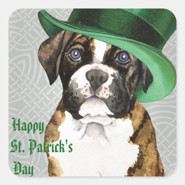 St. Patrick's Day Boxer Square Sticker (Front)