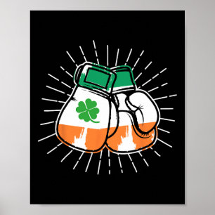 St. Patricks Day Boxing Lover Irish Gloves Paddys Poster