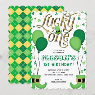 St Patrick's Day, Boy 1st Birthday, Lucky One Invitation