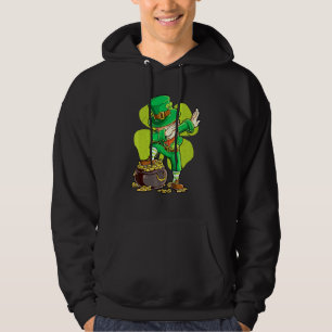 St Patricks Day Boys Kids Men Dabbing Leprechaun Hoodie