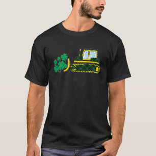 St Patricks Day Boys Kids Toddlers Bulldozer Shamr T-Shirt