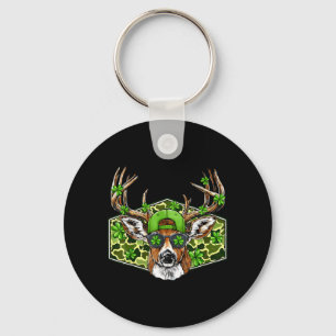 St Patricks Day Buck Camo Deer Retro Hunting Boys Keychain