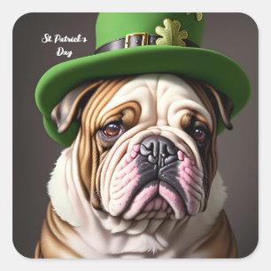 St. Patrick's Day Bulldog Square Sticker