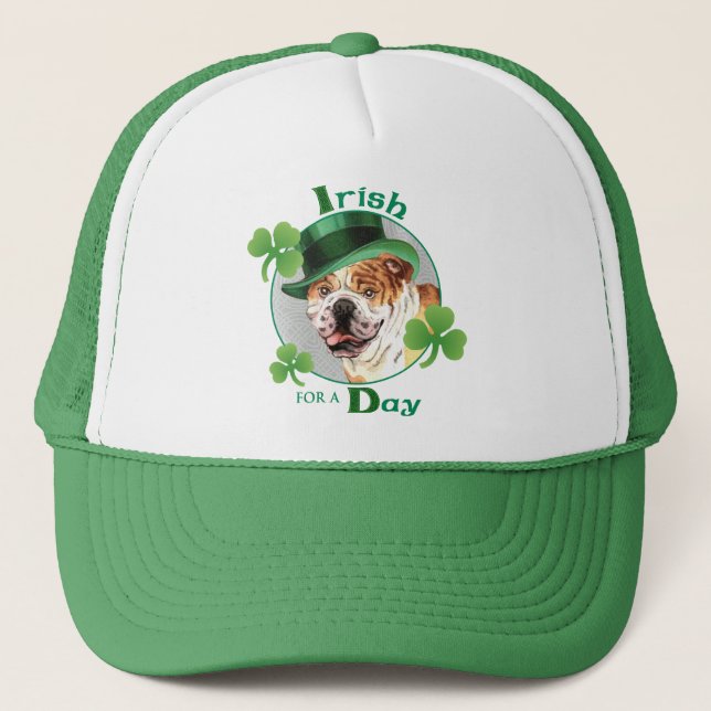 St. Patrick's Day Bulldog Trucker Hat (Front)