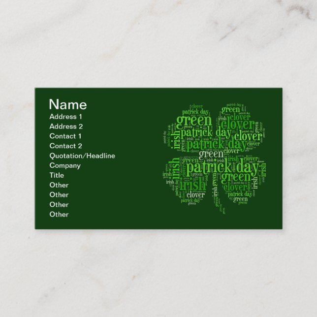 St. Patrick's Day Business Card (Front)
