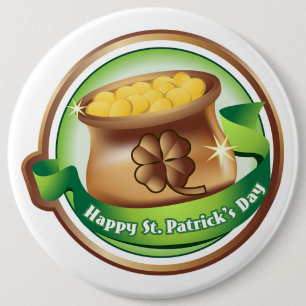 St Patrick's Day Button/Clovers 6 Inch Round Button