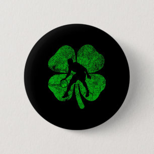St Patricks Day Bysketbyll Shamrock Irish Boys Gir 2 Inch Round Button