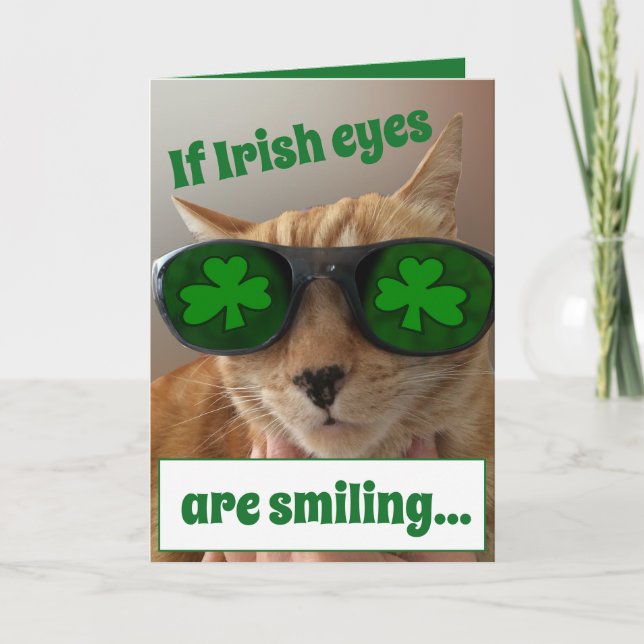 St. Patrick's Day Card featuring a COOL cat (Front)