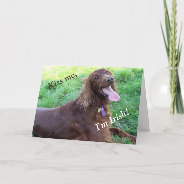 St. Patrick's Day Card featuring an Irish Setter (Front)