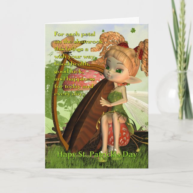 St. Patrick's Day Card - Shamrock Irish Fairy (Front)