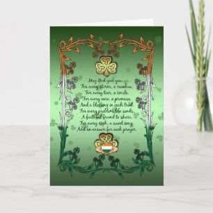 St. Patrick's Day Card With Blessing, Shamrock