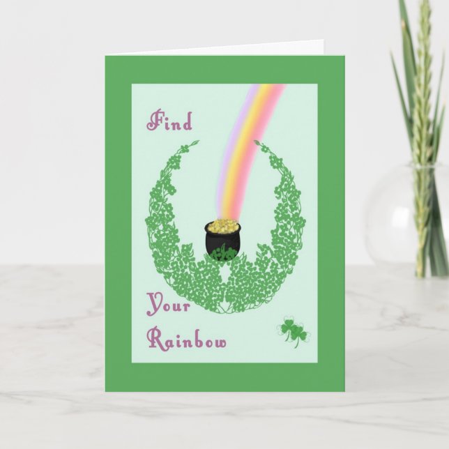 St. Patrick's Day Card with Pot of Gold Design (Front)