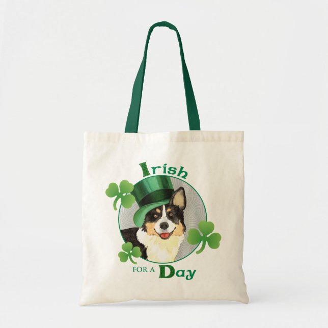 St. Patrick's Day Cardigan Welsh Corgi Tote Bag (Front)