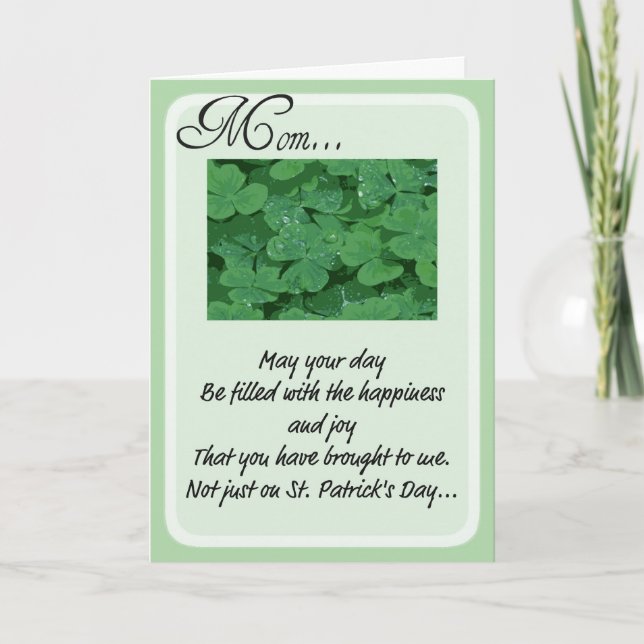 St. Patrick's Day  Cards for Mom (Front)