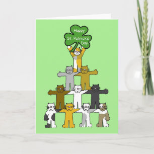 St Patrick's Day Cartoon Cats Card