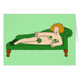 St Patrick's Day Cartoon Lady on a Chaise