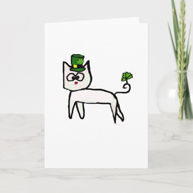 St. Patrick's Day Cat Card (Front)