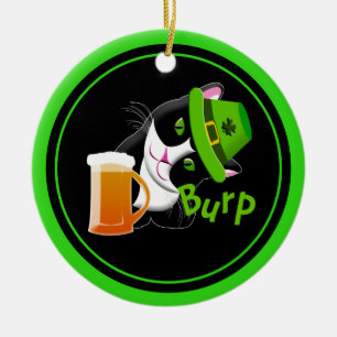St. Patrick's Day Cat Ceramic Ornament