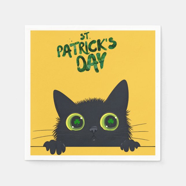St. Patrick's Day Cat Funny Napkin (Front)