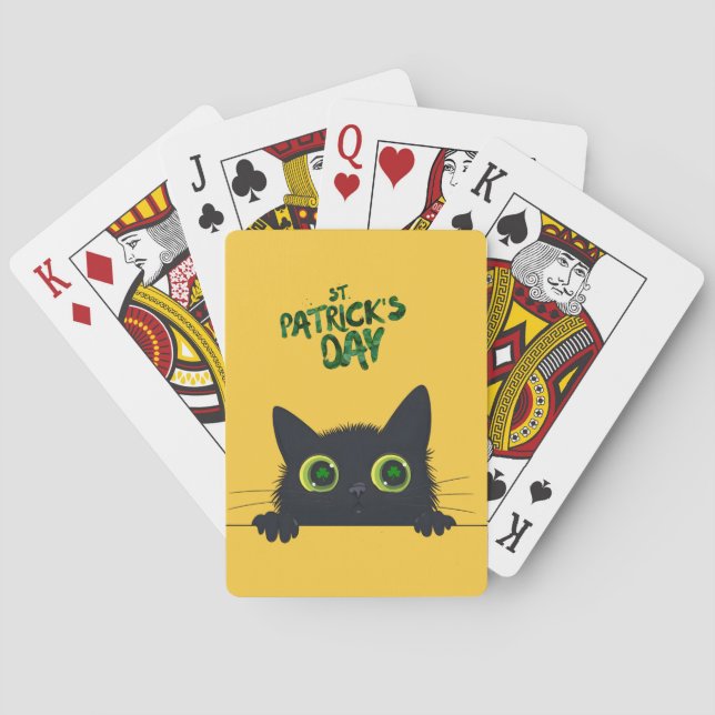 St. Patrick's Day Cat Funny Playing Cards (Back)