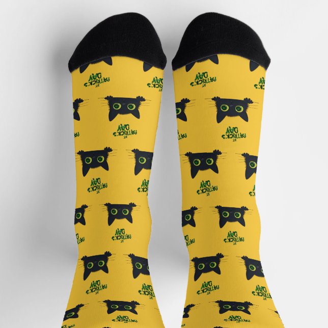 St. Patrick's Day Cat Funny Socks (Top)