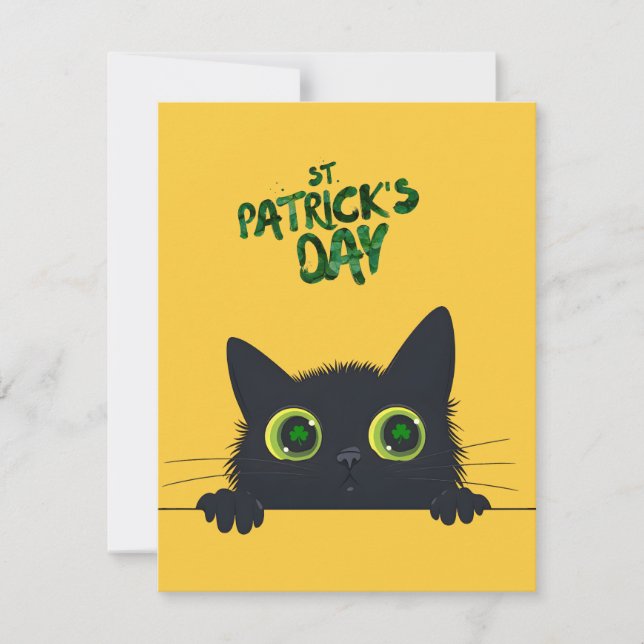 St. Patrick's Day Cat Funny Thank You Card (Front)