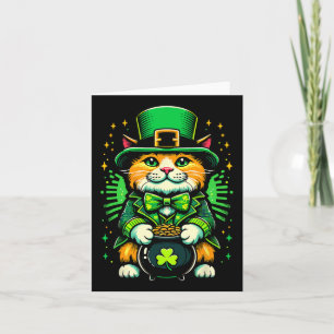 St Patrick's Day Cat Leprechaun Cat Irish Shamrock Card