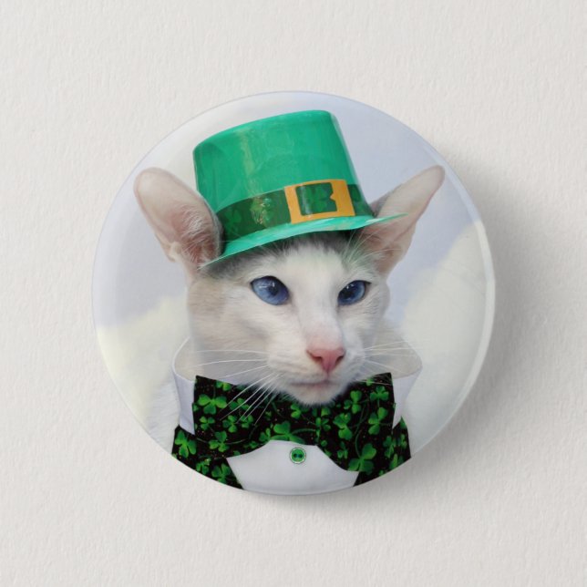 St Patrick's Day Cat Lover Button (Front)