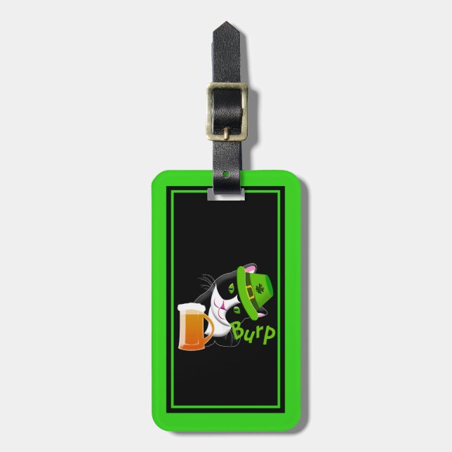 St. Patrick's Day Cat Luggage Tag (Front Vertical)