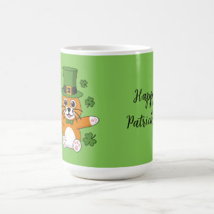 St Patrick's Day Cat Shamrocks Cartoon   Add Text Coffee Mug