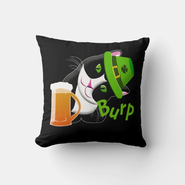 St. Patrick's Day Cat Throw Pillow (Front)