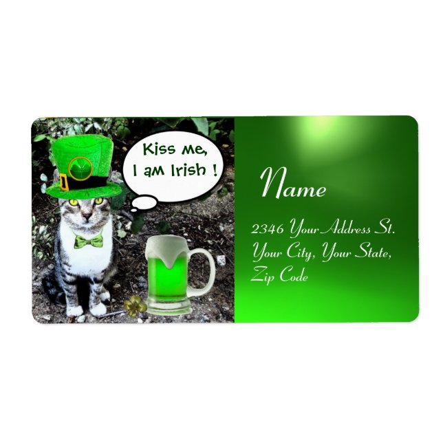 ST PATRICK'S  DAY CAT  WITH GREEN IRISH BEER (Front)