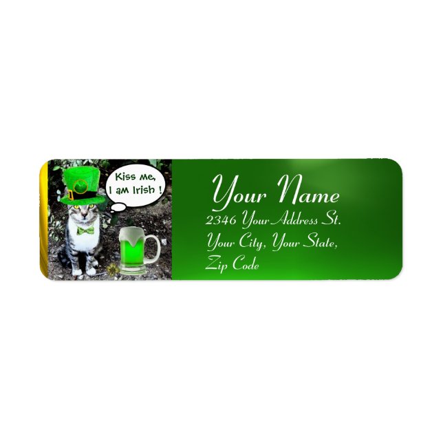 ST PATRICK'S  DAY CAT  WITH GREEN IRISH BEER (Front)