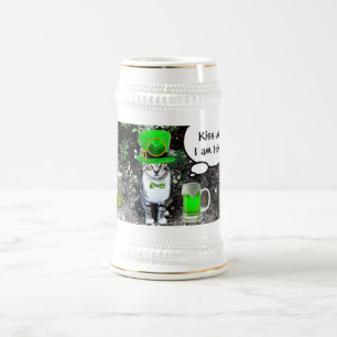 ST PATRICK'S DAY CAT WITH GREEN IRISH BEER STEIN