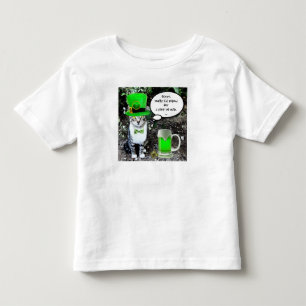 ST PATRICK'S DAY CAT WITH GREEN IRISH BEER TODDLER T-SHIRT