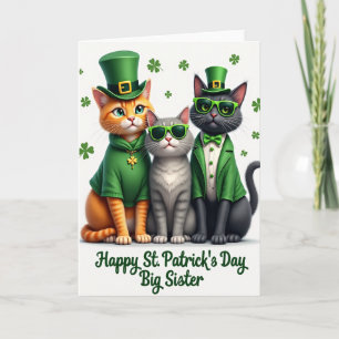 St Patricks Day Cats Big Sister Card