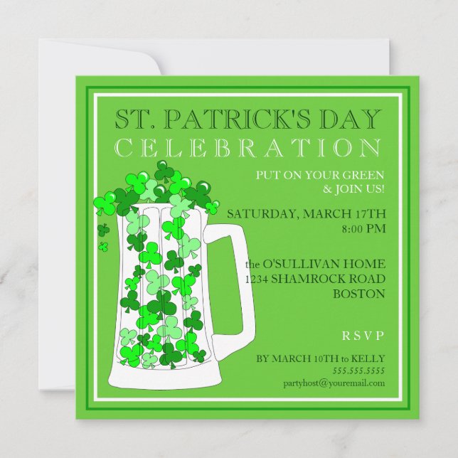 St. Patricks Day Celebration Party Invitation (Front)