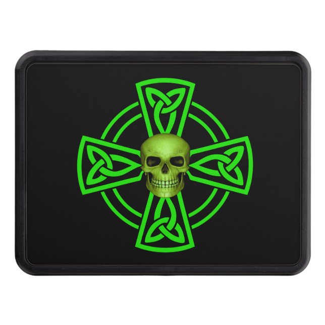 St. Patrick's Day Celtic Cross And Skull Trailer Hitch Cover (Front)