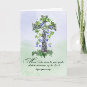 St Patricks Day Celtic Cross Shamrocks Blessings Card