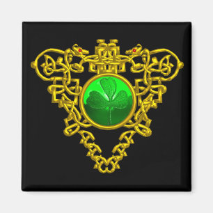 ST. PATRICK'S DAY CELTIC HEART SHAMROCK Black Magnet