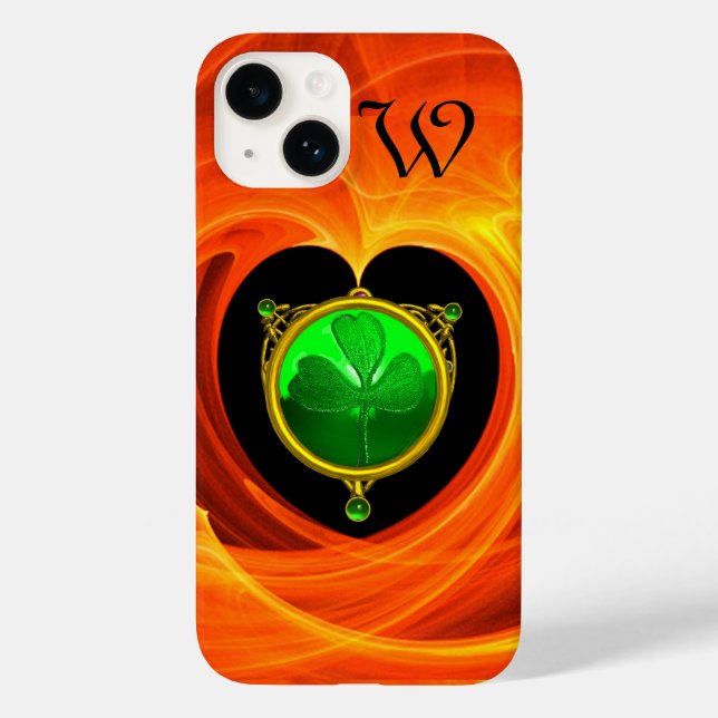 ST PATRICK'S DAY CELTIC HEART SHAMROCK MONOGRAM Case-Mate iPhone CASE (Back)