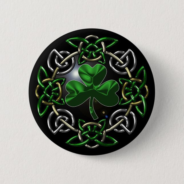 St. Patrick's Day Celtic knot design 2 Inch Round Button (Front)